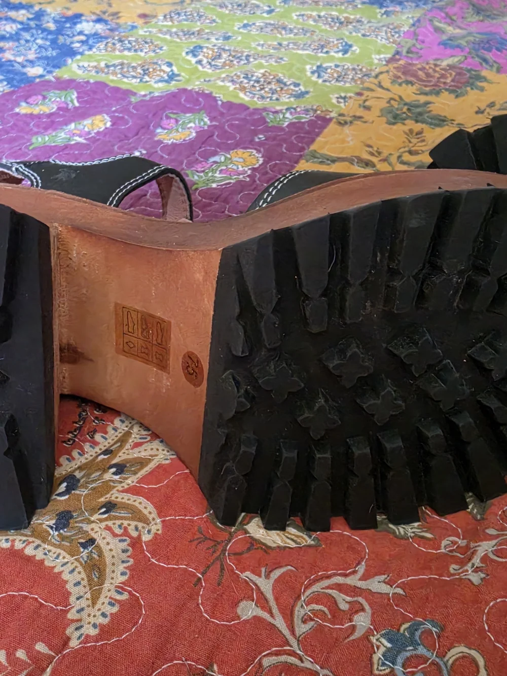 Jeffrey Campbell Black Platform Sandal Heels with Brown Wood-Look Sole